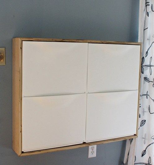 make a birch plywood wooden frame for Ikea Trones shoe storage cabinets for a stylish look