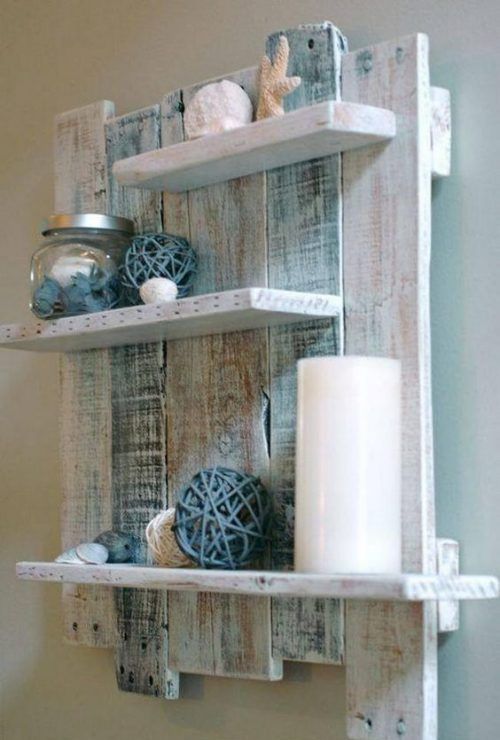 02a rustic meets shabby chic wall mounted shelf done in neutral and pastel shades, with several tiers