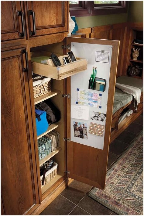 a cabinet with a drawer for charging is a cool idea for any kitchen, you can easily build in one