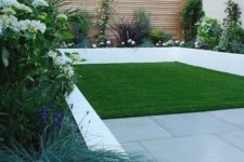 08 white concrete garden bed edging is a stylish idea with a minimalist feel, which will accent your plants