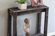 13 a shabby chic dark stained small console table will be a fit for a farmhouse or vintage entryway