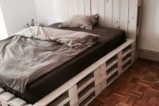 13 such a raised pallet bed with a headboard gives you much more storage inside and makes it warmer to sleep on it