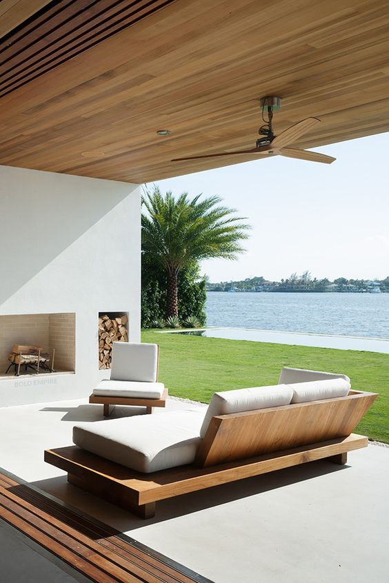 A minimalist outdoor indoor living room that can be opened or closed anytime