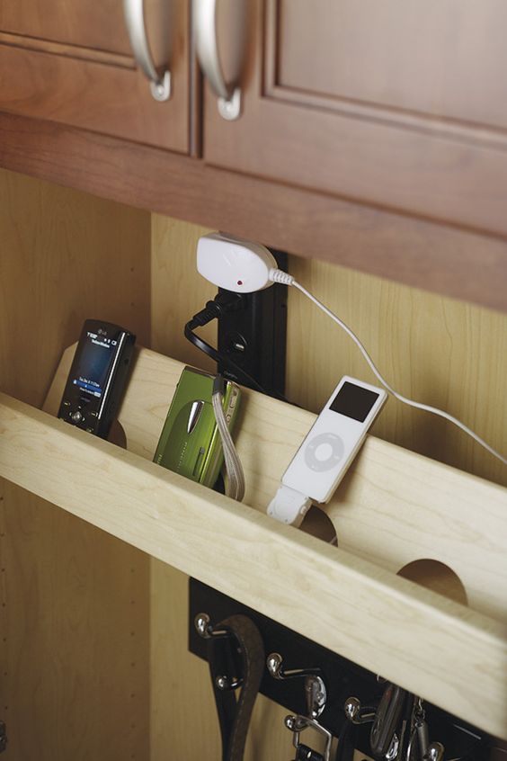 a shelf placed next to the sockets to put all your gadgets comfortably and charge them easily