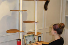 18 a modern cat tree built of metal pipes and wooden platforms – or you may use cutting boards for the kitty