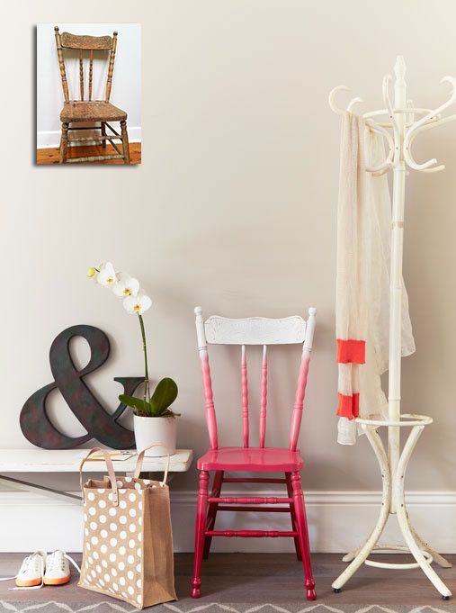 a vintage ombre chair from white to hot pink is a bold statement in any space