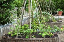 23 large basket covered garden beds for a cozy rustic feel in your garden, they fit both blooms and veggies