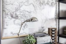 a large map for an industrial home office design
