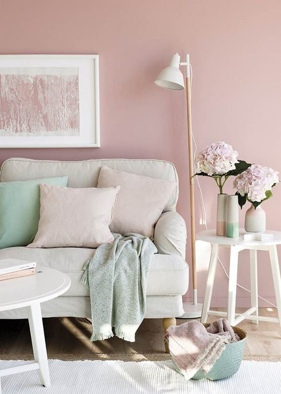 blush as the main color, cream as a secondary one and mint as an accent shade to rock