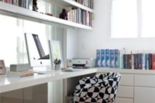 03 white shelves over the desk are a great idea to store many things and they won’t take any floor space