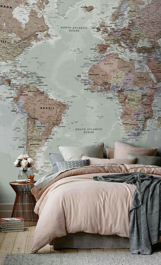 if you don't know how to fill a blank wall, try a map - it's very creative and you can mark the place you visited there