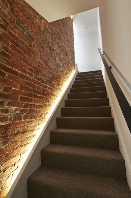 line up the staircase with strip lighting along it for a modern and fresh look