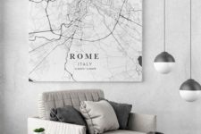 12 a black and white city map on a canvas is a bold idea for contemporary apartment decor