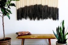 13 a long dyed fringe wall hanging in black and white is a calm boho decoration
