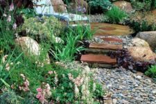 13 brick edging and a pebble path is a stylish idea – you’ll get a natural feel and a touch of well-grooming at the same time
