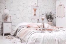 14 a white brick statement wall makes the girlish bedroom more Nordic and harsh