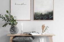 14 inspiring and stylish modern artworks over the bench to add a calm touch to the entryway and set the tone
