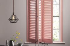19 try shutters in various shades to add color to your space, this is a fresh take on a traditional window treatment