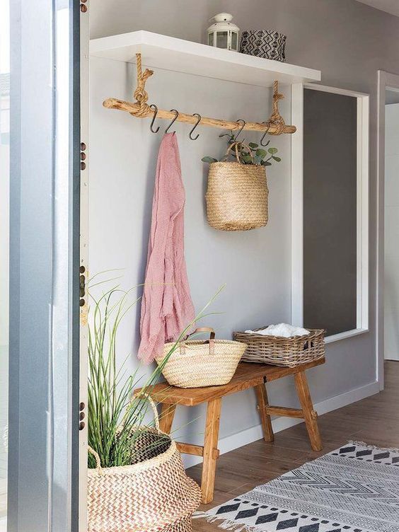 some hooks and a shelf to let your guests leave their clothes and accessories here