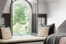 21 these grey shutters add color to the room making it catchier and bolder, they look chic and modern