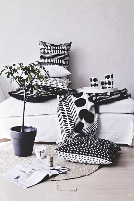 monochromatic pillows will cozy up a Nordic space in an elegant way and keep the style up