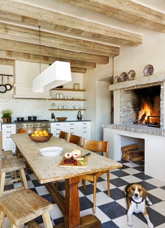 try a fireplace in the kitchen, and you'll be able to use it for cooking