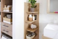 03 a comfortable wooden shelving unit with a base is ideal for a contemporary bathroom