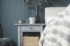 04 an IKEA Hemnes bedside table hack in elegant grey and with a single metallic knob is a stylish idea