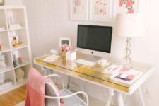08 an IKEA Gruvan desk hack with gold leaf is a chic and glam idea, perfect for a girlish space