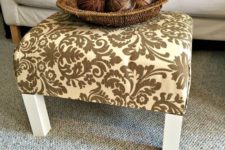 11 a plain and old IKEA Lack end table turned into a stylish ottoman with bright fabric on top