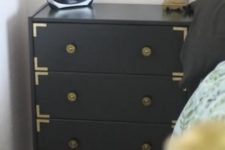 13 a glam IKEA Rast hack with gilded inlays and knobs will make up a stylish nightstand with storage drawers