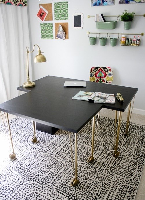 a desk of an IKEA Linnmon tabletop, Krille legs and an Alex drawer unit is a large unit ideal for work