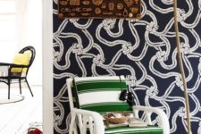 15 navy and white nautical statement wallpaper adds chic to the space and makes it feel like coasts