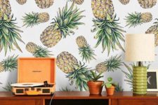 16 fun pineapple print wallpaper is ideal to add a whimsy touch and make your space stand out a bit