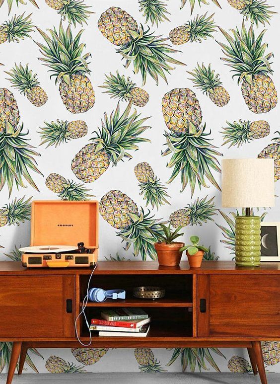 fun pineapple print wallpaper is ideal to add a whimsy touch and make your space stand out a bit