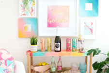 18 turn a usual IKEA Satsumas plant stand into a bright gradient home bar in bold summer colors