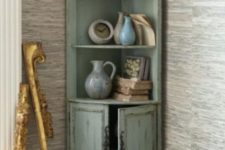 19 a distressed mint colored corner cabinet will add a refined touch to your space