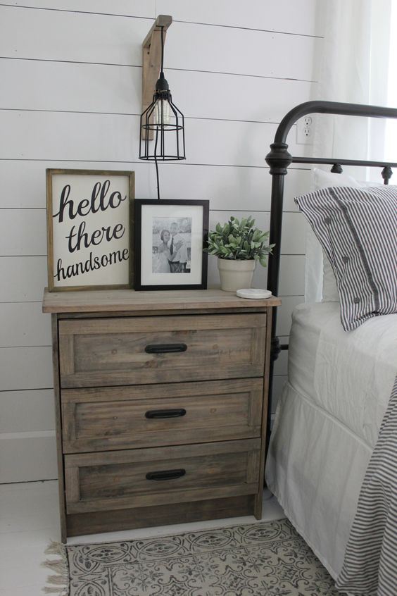 an IKEA Rast dresser hacked with stain and black handles will easily fit a rustic or farmhouse bedroom