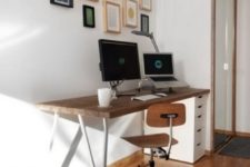 22 a stylish desk made of an IKEA Alex drawer unit, LERBERG Trestle, a Numerar countertop features storage yet doesn’t look heavy