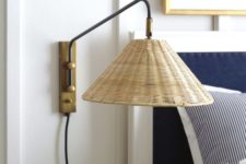24 a stylish wall sconce with a wicker lampshade and brass touches will give your bedroom a coastal feel