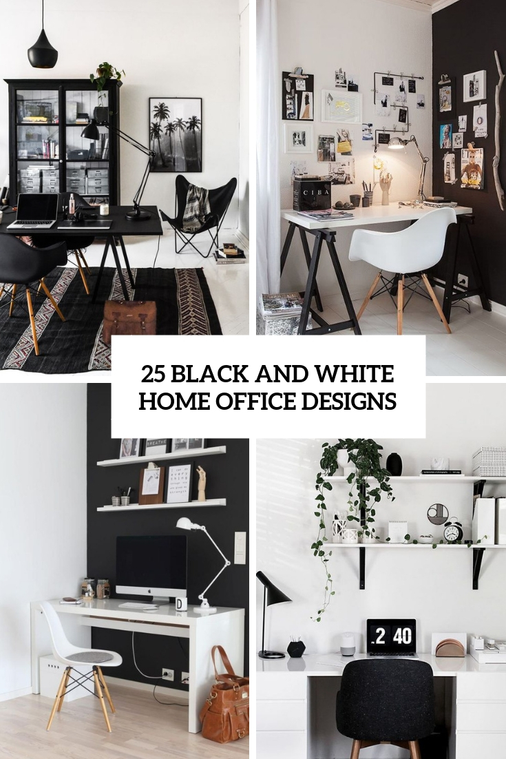 black and white home office designs