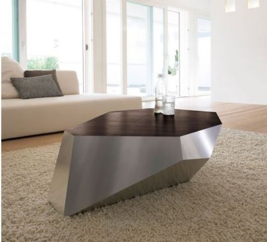 a geometric coffee table, the design of which is inspired by diamonds and sculptures