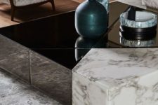 07 a gorgeous coffee table in black and white marble can be disassembled into several different pieces with geometric shapes