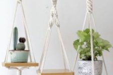 07 mini hanging shelves with macrame cords and ropes and with tassels are nice to hold planters