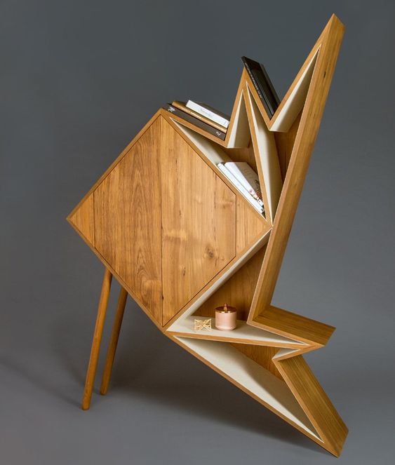 a fantastic wooden sculptural and geometric strage units shows that storing items is art, too