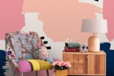 19 colorful abstract wallpaper helps to make the living room more retro like