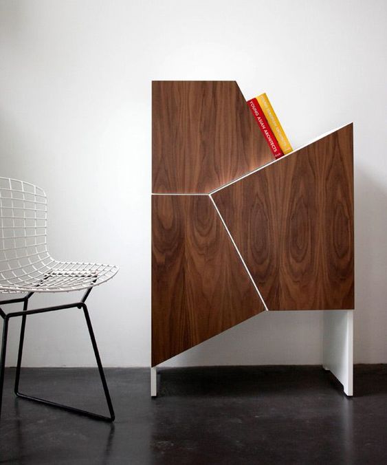 a geometric storage cabinet with several compartments separated, each of them can be used