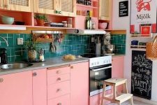 a lovely retro pink kitchen design