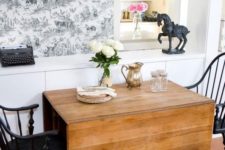 03 a traditional drop-leaf dining table will save much space and add a cozy vintage touch to the room