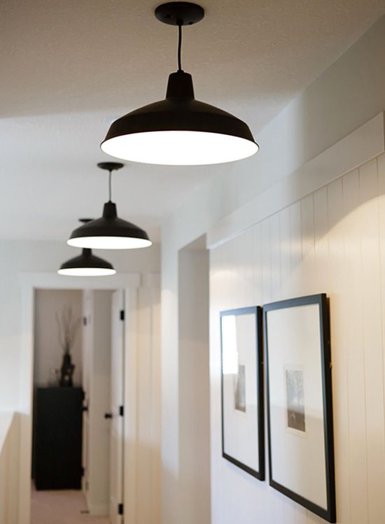 such black pendant lamps are timeless, get several ones to light up your hallway with style